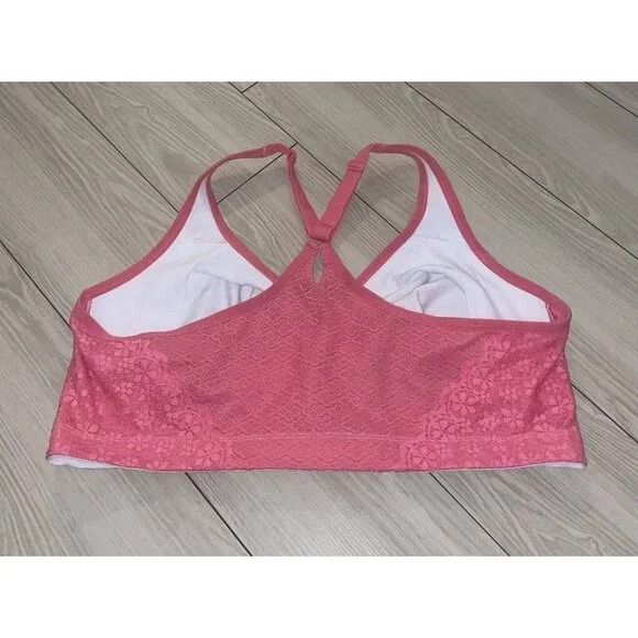 Cacique Unlined Full Coverage No Wire Bra Front Close Floral Womens 44D White - Picture 4 of 7